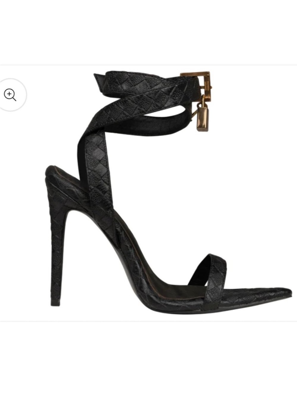 Shane Justin Lock it Heels Size 38 US Size 8 Black Quilted Leather Strappy Sexy